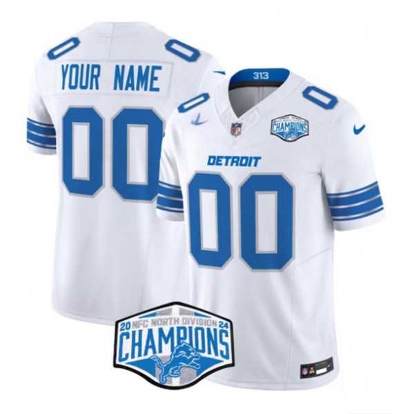 Detroit Lions Custom White 2024 NFC North Champions F.U.S.E. Vapor Limited Stitched Jersey