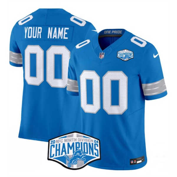 Detroit Lions Custom Blue 2024 NFC North Champions F.U.S.E. Vapor Limited Stitched Jersey