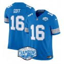 Detroit Lions #16 Jared Goff Blue 2024 NFC North Champions F.U.S.E. Vapor Limited Stitched Jersey