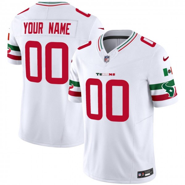 Houston Texans Custom White Mexico Vapor Limited Stitched Jersey