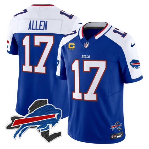 Buffalo Bills #17 Josh Allen Royal White 2024 F.U.S.E. With 4-Star C Ptach New York Ptach Vapor Limited Stitched Jersey