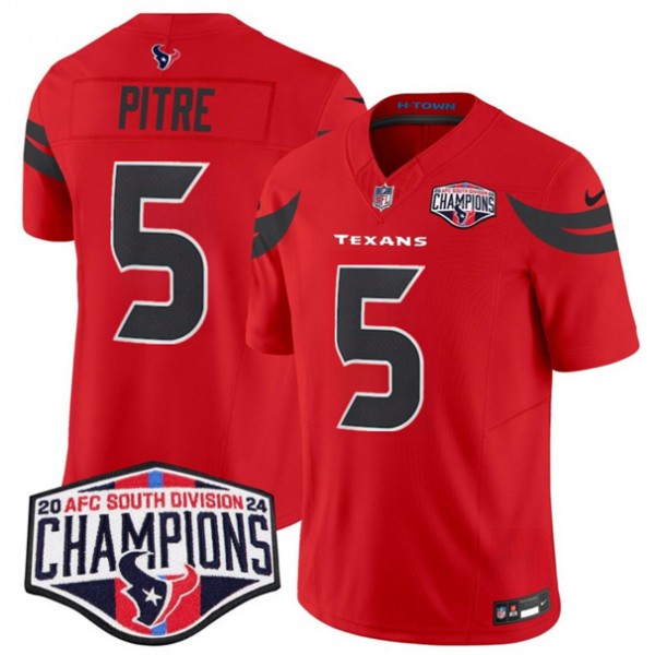 Houston Texans #5 Jalen Pitre Red F.U.S.E. 2024 AFC South Division Champions Vapor Limited Stitched Jersey