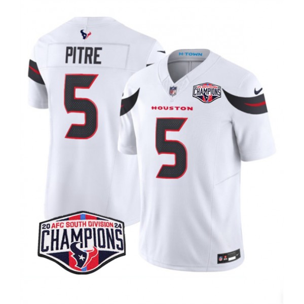 Houston Texans #5 Jalen Pitre White F.U.S.E. 2024 AFC South Division Champions Vapor Limited Stitched Jersey