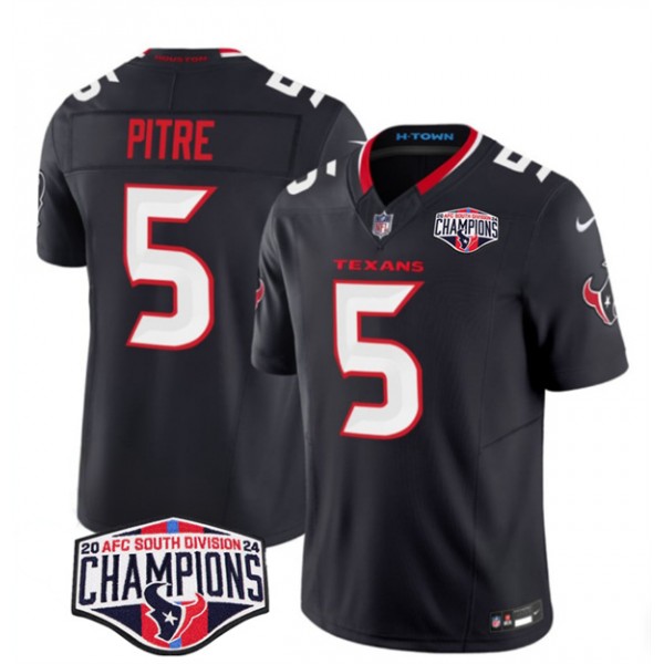 Houston Texans #5 Jalen Pitre Navy F.U.S.E. 2024 AFC South Division Champions Vapor Limited Stitched Jersey