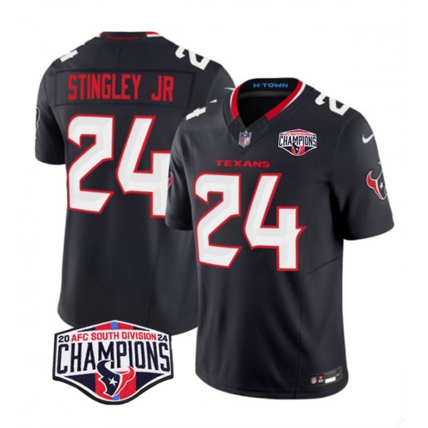 Houston Texans #24 Derek Stingley Jr. Navy F.U.S.E. 2024 AFC South Division Champions Vapor Limited Stitched Jersey