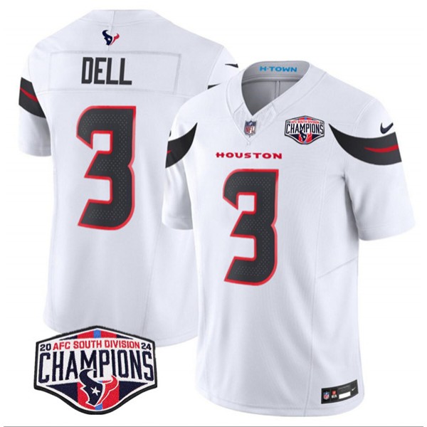 Houston Texans #3 Tank Dell White F.U.S.E. 2024 AFC South Division Champions Vapor Limited Stitched Jersey