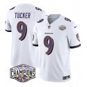 Baltimore Ravens #9 Justin Tucker White F.U.S.E. 2024 AFC North Division Champions Vapor Limited Jersey