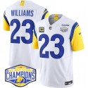 Los Angeles Rams #23 Kyren Williams White 2024 NFC West Champions With 4-Star C Patch F.U.S.E. Vapor Untouchable Stitched Jersey