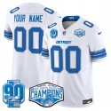 Detroit Lions Custom White 2024 NFC North Champions 90th Anniversary Patch F.U.S.E. Vapor Limited Stitched Jersey
