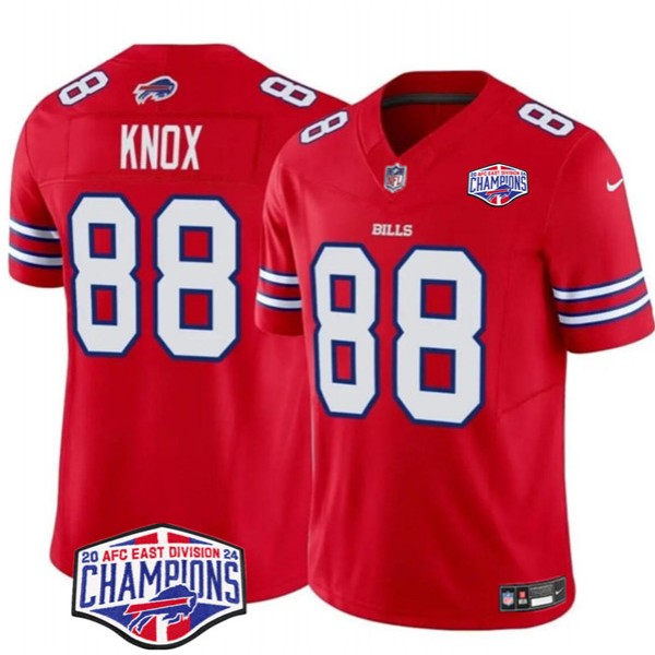 Buffalo Bills #88 Dawson Knox Red 2024-25 F.U.S.E. AFC East Division Champions Patch Limited Stitched Jersey