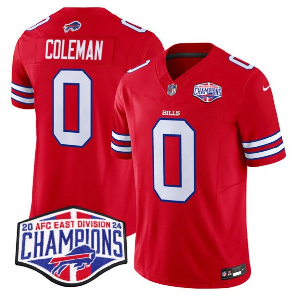 Buffalo Bills #0 Keon Coleman Red 2024-25 F.U.S.E. AFC East Division Champions Patch Limited Stitched Jersey