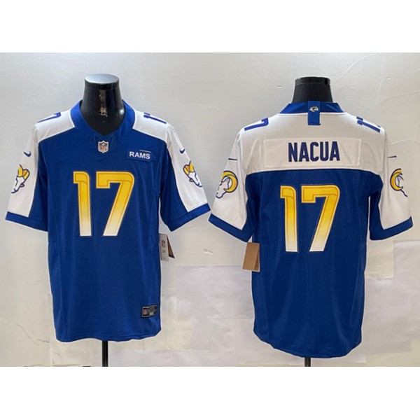 Los Angeles Rams #17 Puka Nacua Blue White 2024 F.U.S.E. With Patch Vapor Untouchable Limited Stitched Jersey