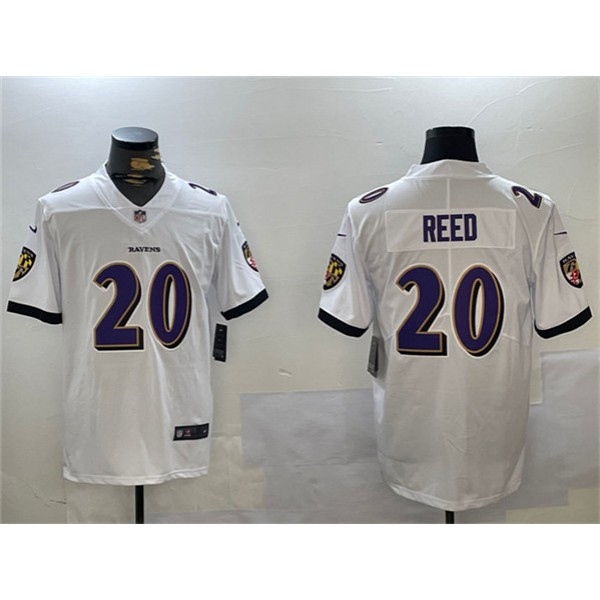 Baltimore Ravens #20 Ed Reed White Vapor Limited Jersey