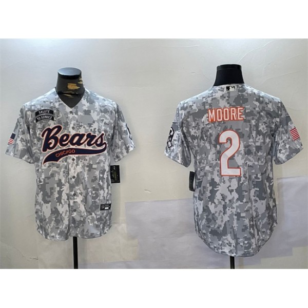 Chicago Bears #2 DJ Moore 2024 Arctic Camo Salute To Service Stitched Jersey