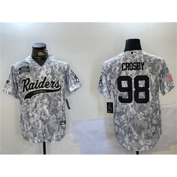 Las Vegas Raiders #98 Maxx Crosby 2024 Arctic Camo Salute To Service Stitched Jersey