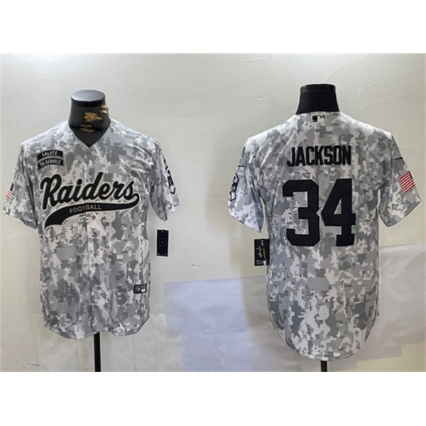 Las Vegas Raiders #34 Bo Jackson 2024 Arctic Camo Salute To Service Stitched Jersey
