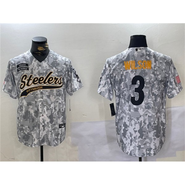 Pittsburgh Steelers #3 Russell Wilson 2024 Arctic Camo Salute To Service Stitched Jersey