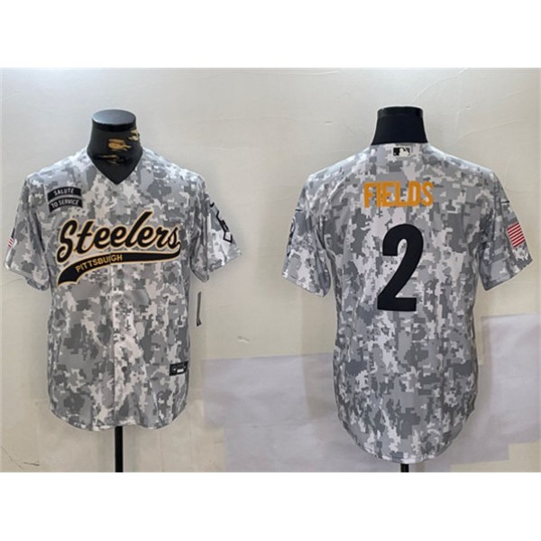 Pittsburgh Steelers #2 Justin Fields 2024 Arctic Camo Salute To Service Stitched Jersey