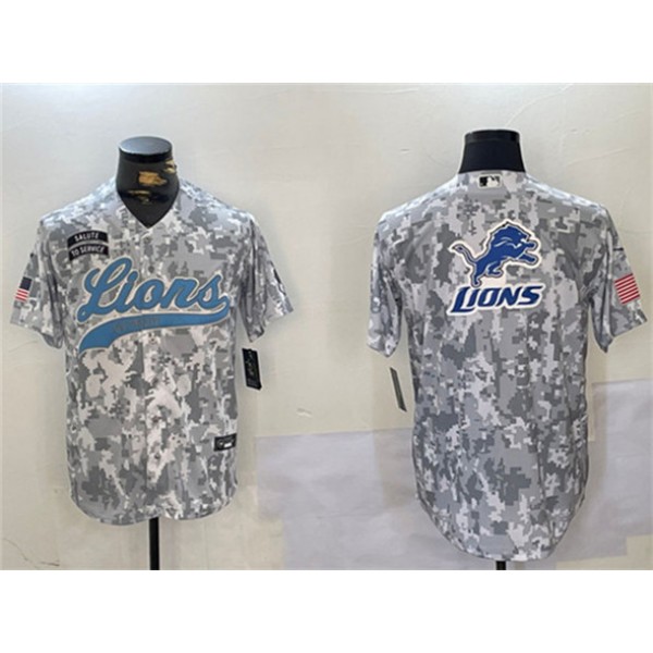 Detroit Lions Team Big Logo 2024 Arctic Camo Salute To Service Stitched Jersey