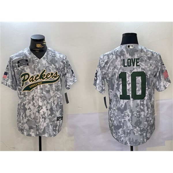 Green Bay Packers #10 Jordan Love 2024 Arctic Camo Salute To Service Stitched Jersey