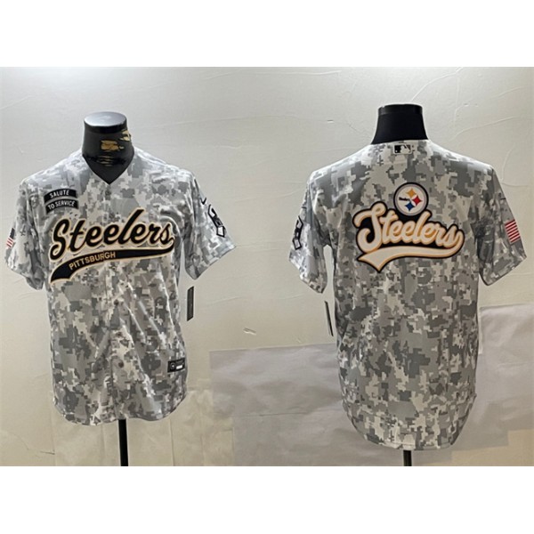 Pittsburgh Steelers Team Big Logo 2024 Arctic Camo Salute To Service Stitched Jersey