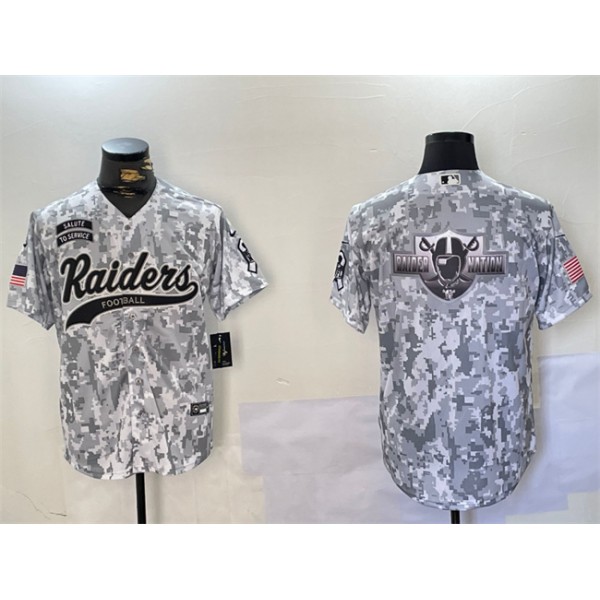 Las Vegas Raiders Team Big Logo 2024 Arctic Camo Salute To Service Stitched Jersey
