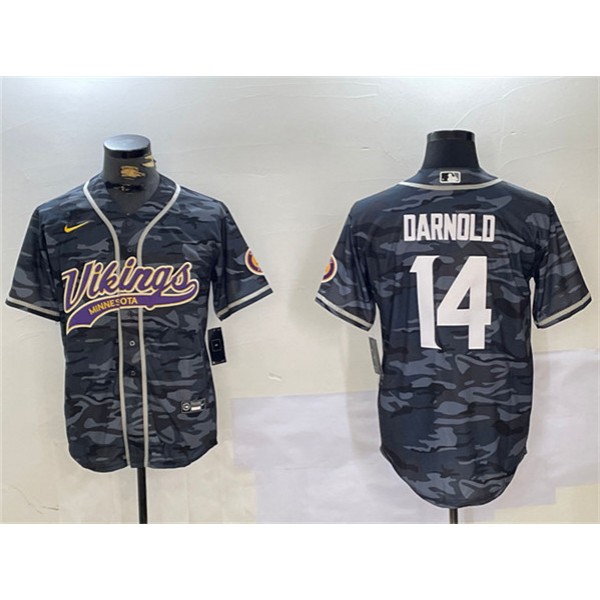 Minnesota Vikings #14 Sam Darnold Gray Camo Cool Base Stitched Jersey