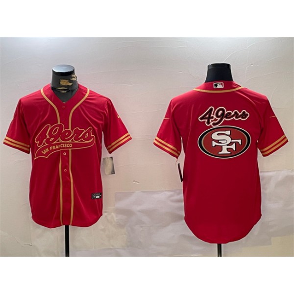 San Francisco 49ers Team Big Logo Red Cool Base Stitched Jersey