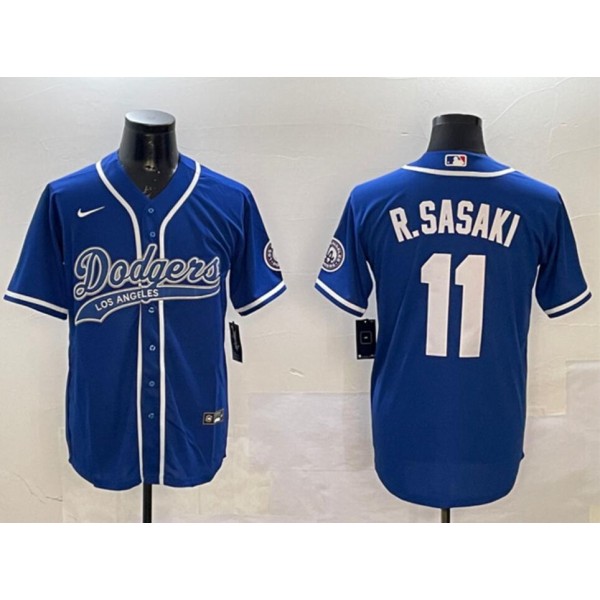 Los Angeles Dodgers Custom Royal With Patch Cool Base Stitched Jersey