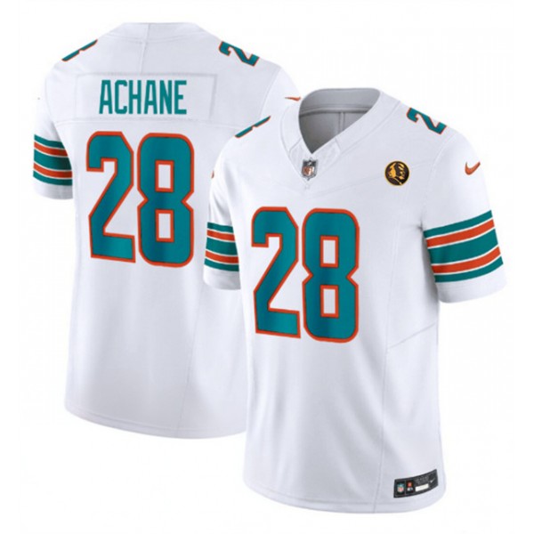 Miami Dolphins #28 De'Von Achane White 2023 F.U.S.E. Alternate With John Madden Patch Vapor Limited Stitched Jersey