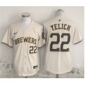 Milwaukee Brewers #22 Christian Yelich Cream Home Limited Stitched Jersey