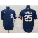 Detroit Tigers #25 Gleyber Torres Navy With Patch Cool Base Stitched Jersey