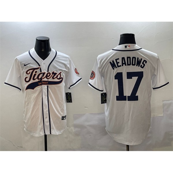 Detroit Tigers #17 Parker Meadows White With Patch Cool Base Stitched Jersey