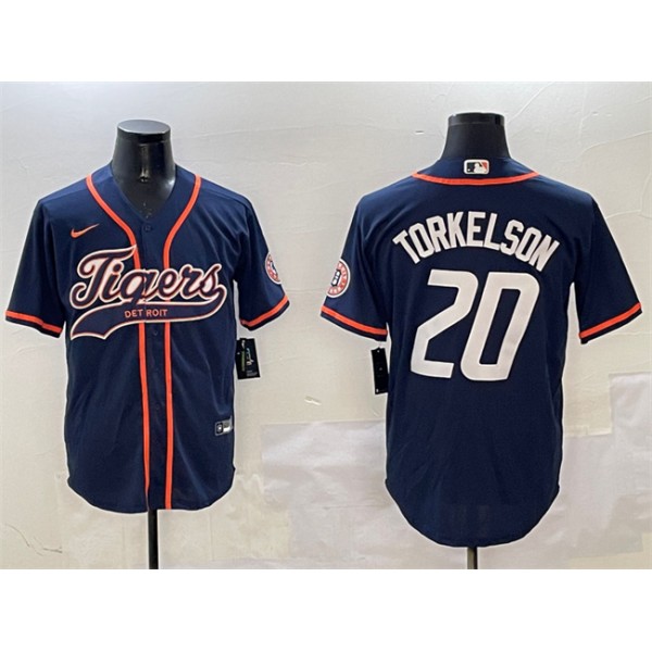 Detroit Tigers #20 Spencer Torkelson Navy With Patch Cool Base Stitched Jersey