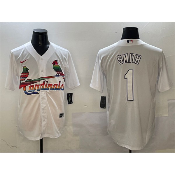 St. Louis Cardinals #1 Ozzie Smith White Cool Base Stitched Jersey