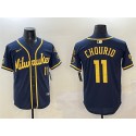 Milwaukee Brewers #11 Jackson Chourio Navy With Home Patch Limited Stitched Jersey