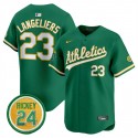 Oakland Athletics #23 Shea Langeliers Green 2024 Limited With Rickey Henderson Patch Stitched Jersey