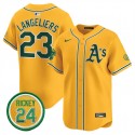 Oakland Athletics #23 Shea Langeliers Yellow 2024 Limited With Rickey Henderson Patch Stitched Jersey