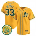 Oakland Athletics #33 JJ Bleday Yellow 2024 Limited With Rickey Henderson Patch Stitched Jersey