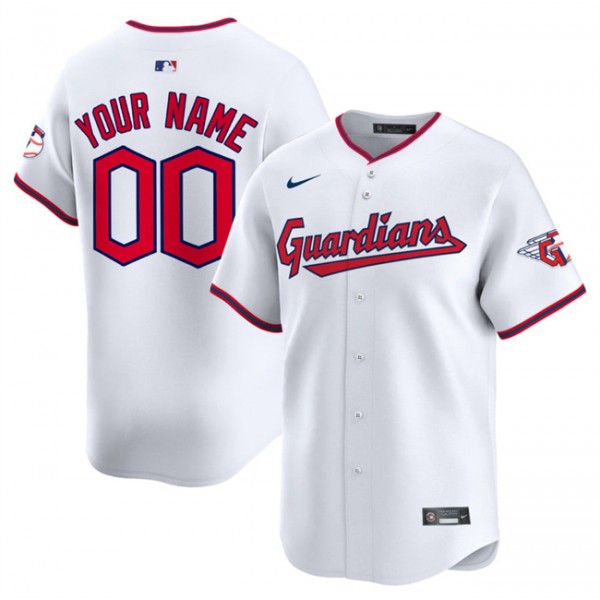 Cleveland Guardians Custom White Home Limited Stitched Jersey