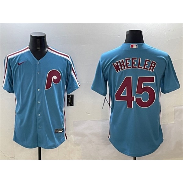 Philadelphia Phillies #45 Zack Wheeler Blue Cool Base Stitched Jersey