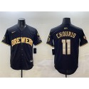 Milwaukee Brewers #11 Jackson Chourio Black Gold With Home Patch Limited Stitched Jersey