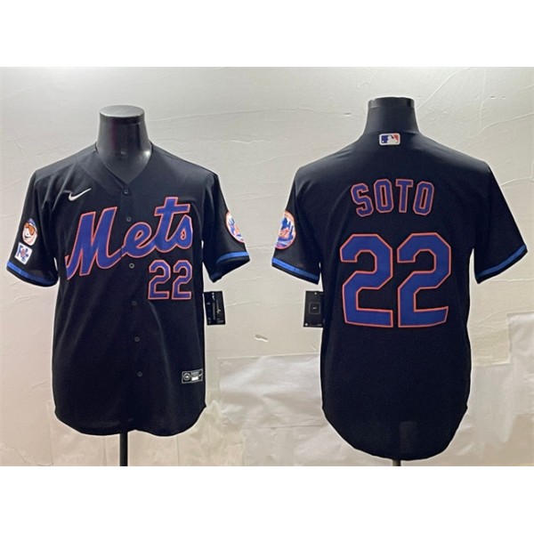 New York Mets #22 Juan Soto Black 2025 Spring Training Cool Base Stitched Jersey