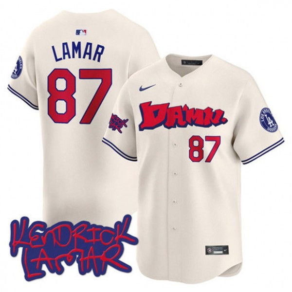 Brooklyn Dodgers #87 Kendrick Lamar Cream Limited Stitched Jersey