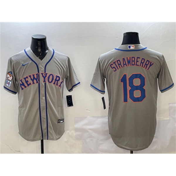 New York Mets #18 Darryl Strawberry Gray 2025 Spring Training Cool Base Stitched Jersey