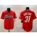 Detroit Tigers #31 Riley Greene Orange With Patch Cool Base Stitched Jersey