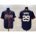 Detroit Tigers #29 Tarik Skubal Navy With Patch Cool Base Stitched Jersey