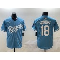 Kansas City Royals #18 Yuli Gurriel Blue Cool Base Stitched Jersey