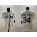 Seattle Mariners #34 Félix Hernández White Cool Base Stitched Jersey