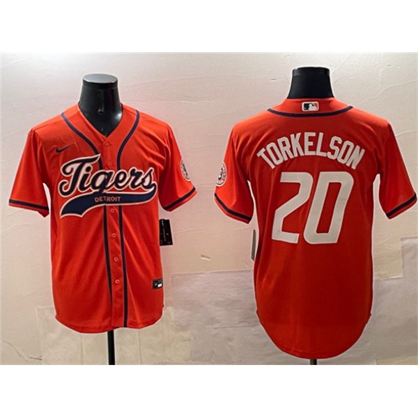 Detroit Tigers #20 Spencer Torkelson Orange With Patch Cool Base Stitched Jersey
